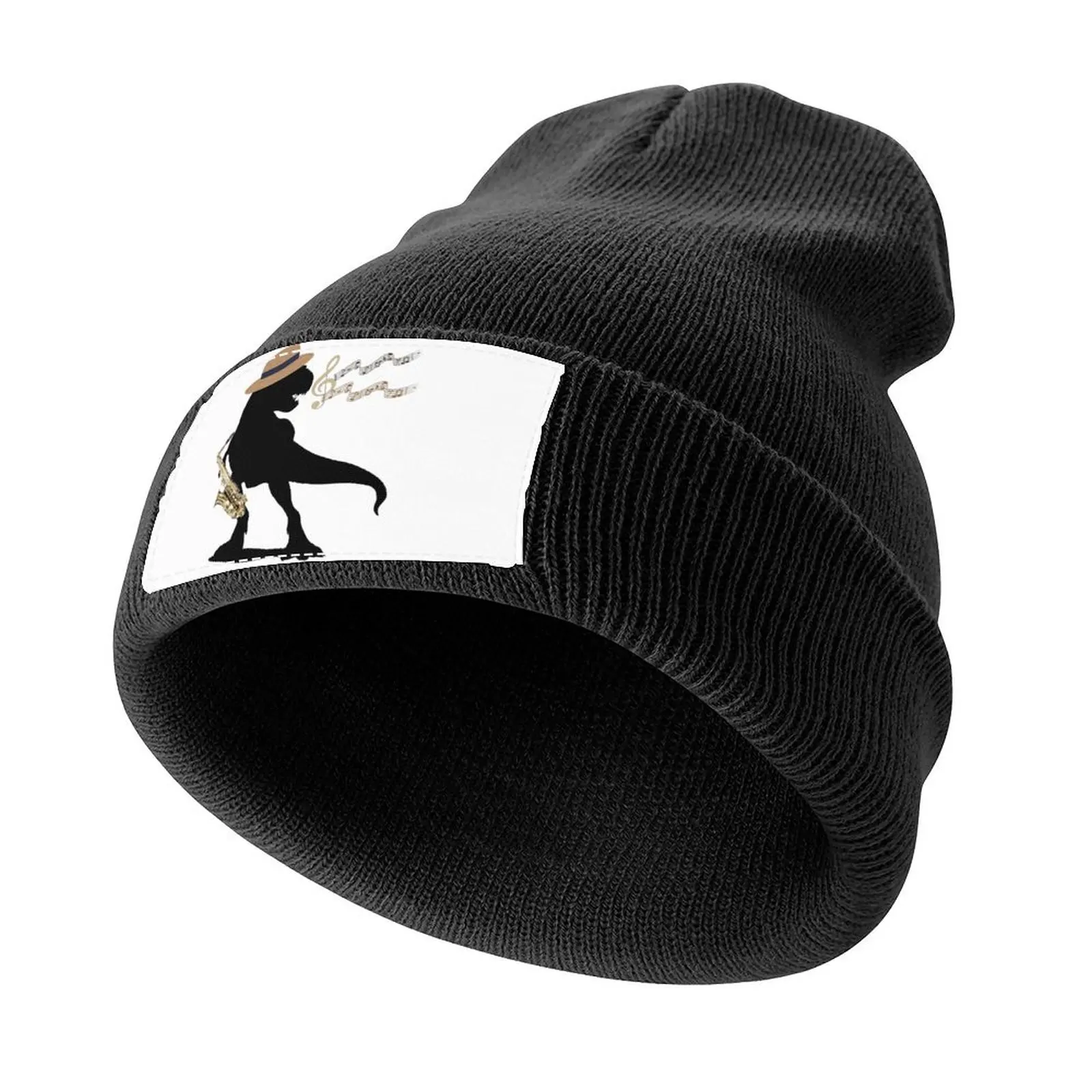 Dinosaur T-Rex with saxophone Knitted Cap Big Size Hat Snap Back Hat Hip Hop Sunhat Women Caps Men's