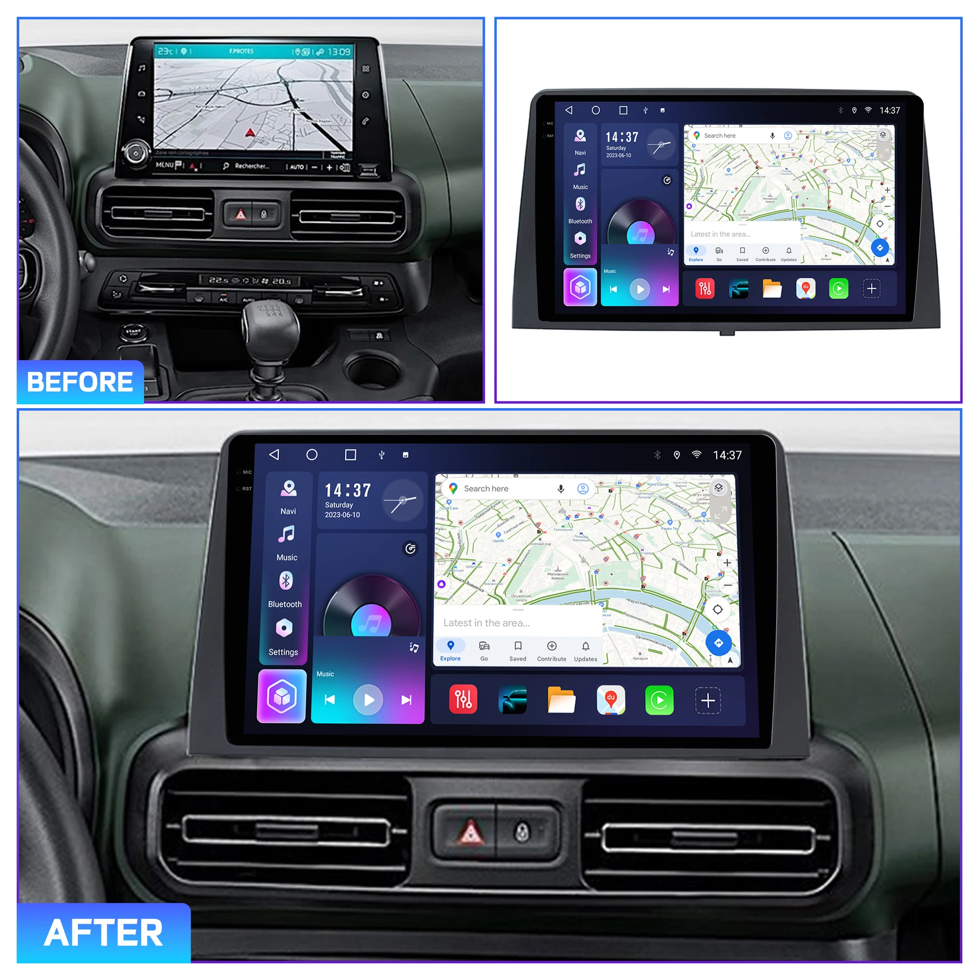 Penhui Android Car DVD Player 2 Din for Citroen Berlingo 2021---- Multimedia Screen with DSP, Bluetooth, Audio & CarPlay