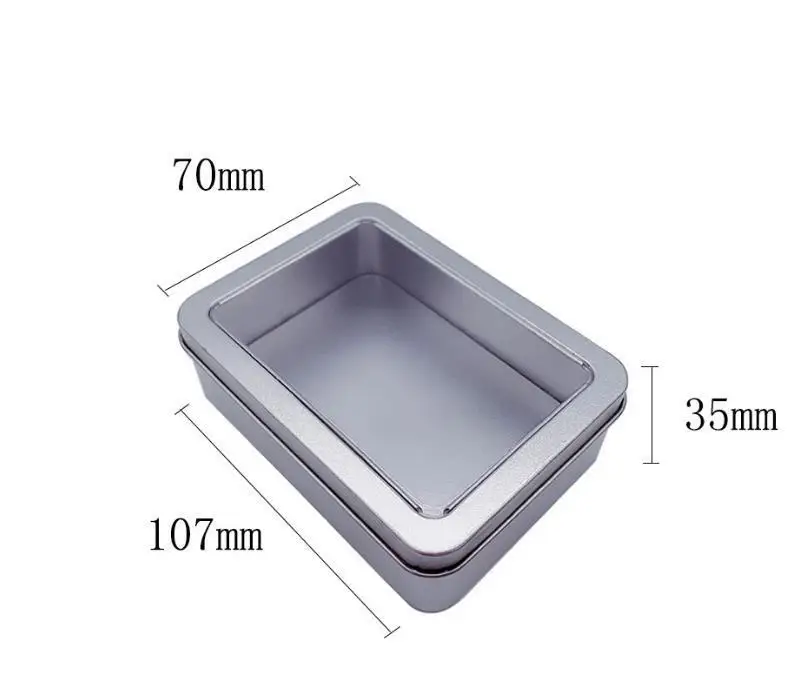 10.7*7*3cm Open Window Metal Storage Cases, Tin Boxes Steel Display Packaging Can Wholesale