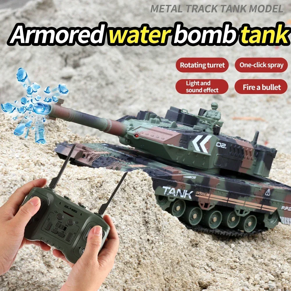 Tanque de simulación de orugas con Control remoto para niños, vehículo blindado de guerra, juguete de regalo, 2,4G