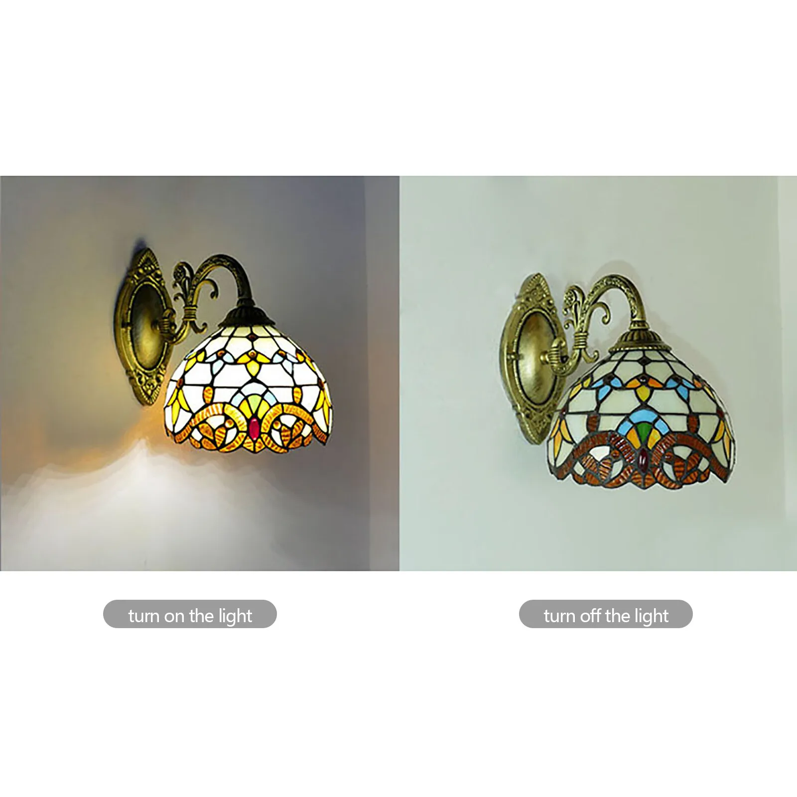 Tiffany Style Wall Light Stained Glass Shade Sconce Lamp Indoor Lighting Fixture