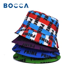 Bocca z nadrukiem listowym kapelusz typu Bucket Panama kapelusze rybackie męskie kobiety PRIME Print Print Harajuku letnia Outdoor Hip Hop Bob Cap Gorras