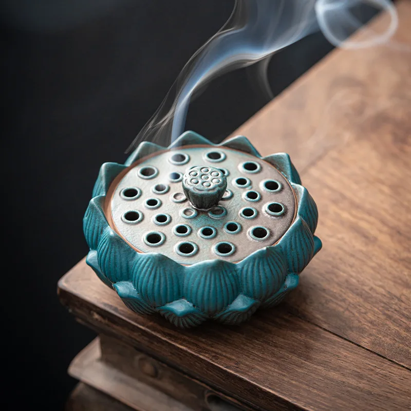 Decoration for Home Indoor Fragrant Furnace Stove Creative Pagoda Ceramic Lotus Fragrance Flag Chinese Antique Sandalwood Censer