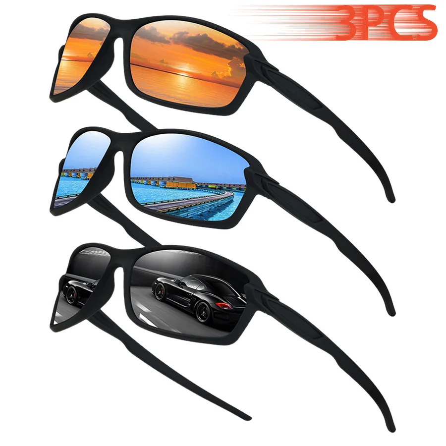 3PCS Fashion Vintage Sports Sunglasses Men Women Lightweight