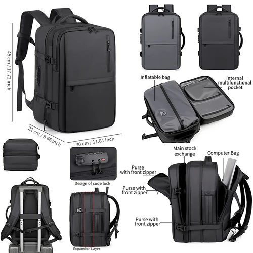 Imagen 1 del producto Nueva Mochila para Hombre, Mochila de Compresión al Vacío, Bolsa para Computadora Multifuncional, Bolsa de Viaje Expandible de Gran Capacidad
