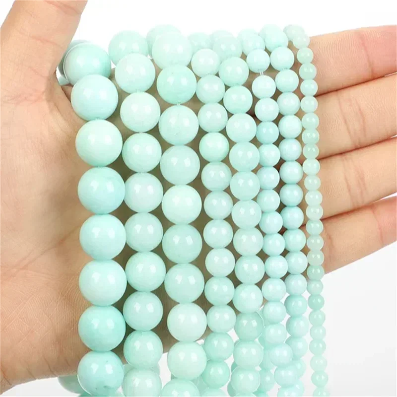 15inch Natural Stone Beads Amazon chalcedony beads For Jewelry Making DIY Bracelet 4 6 8 10mm