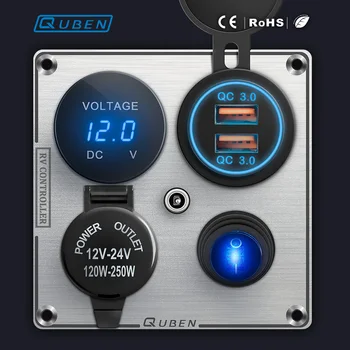 Çift Bağlantı Noktalı Usb 36W Açık Kapalı Dijital Led Voltmetre Araç Splitter Çakmak Soketi 12V QC Adaptörü 3.0 Hızlı Telefon Şarj Cihazı