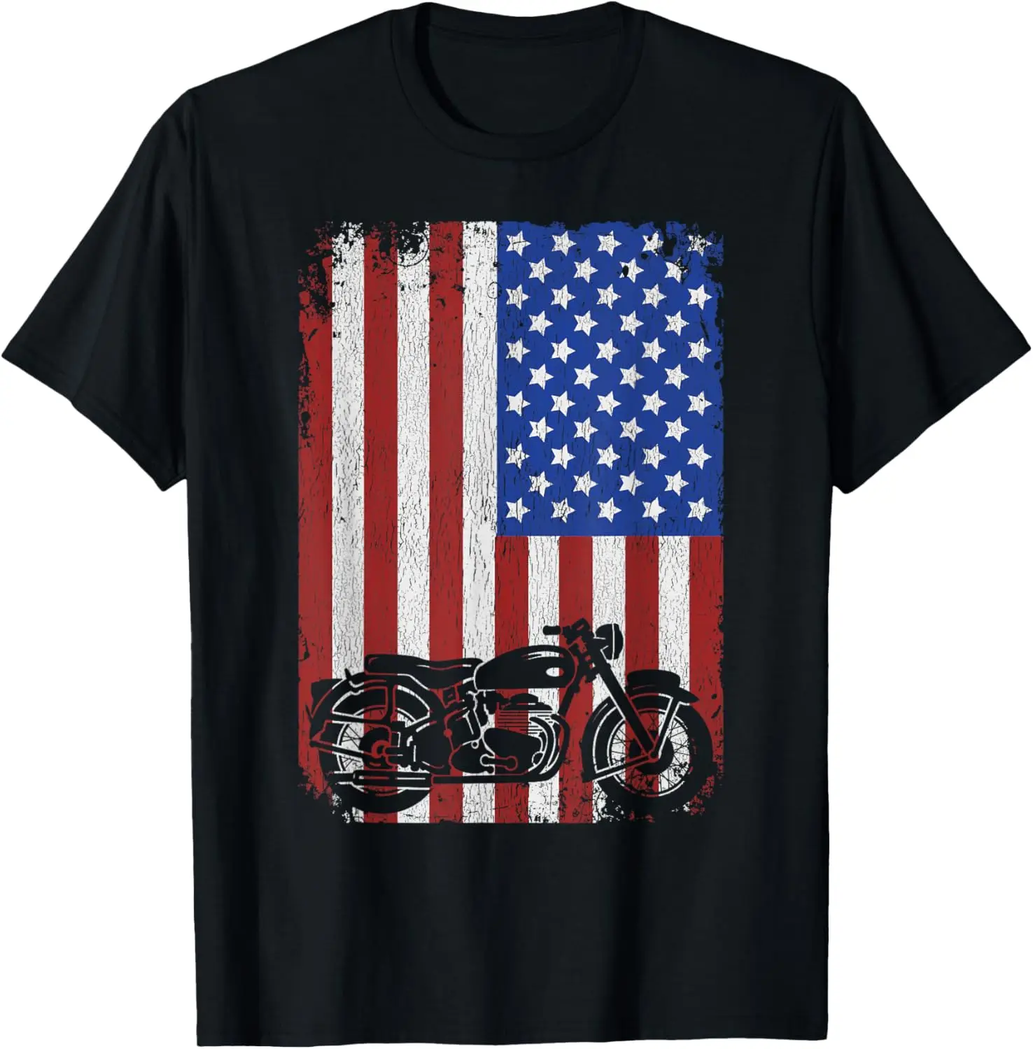 

Vintage Motorcycle USA Flag Funny Distressed Motorbike Gift T-Shirt Motorcycle