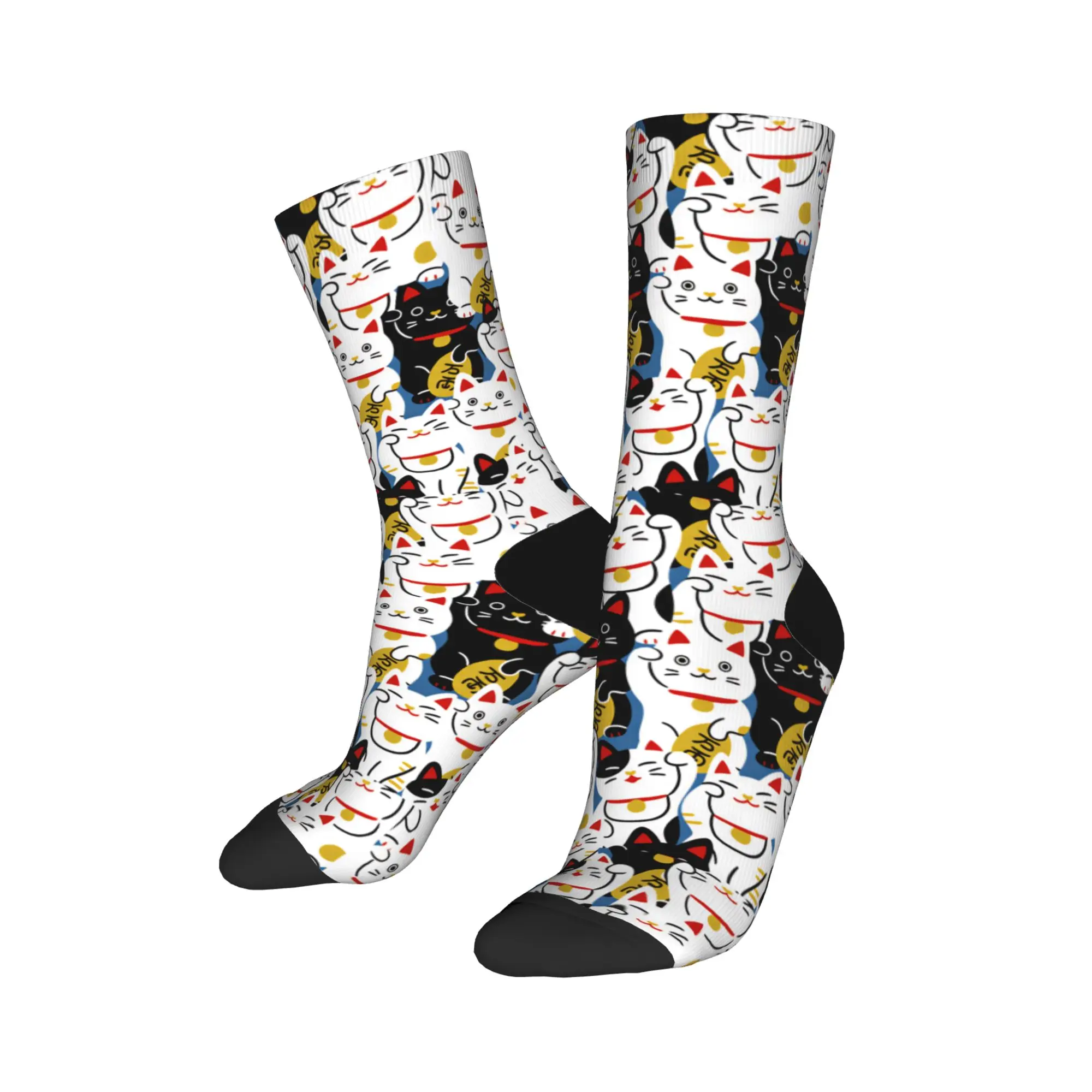 Adults Men Socks Maneki Nekos Cats  Stockings Anti Skid High Quality Socks Winter Elegant Design Climbing Socks