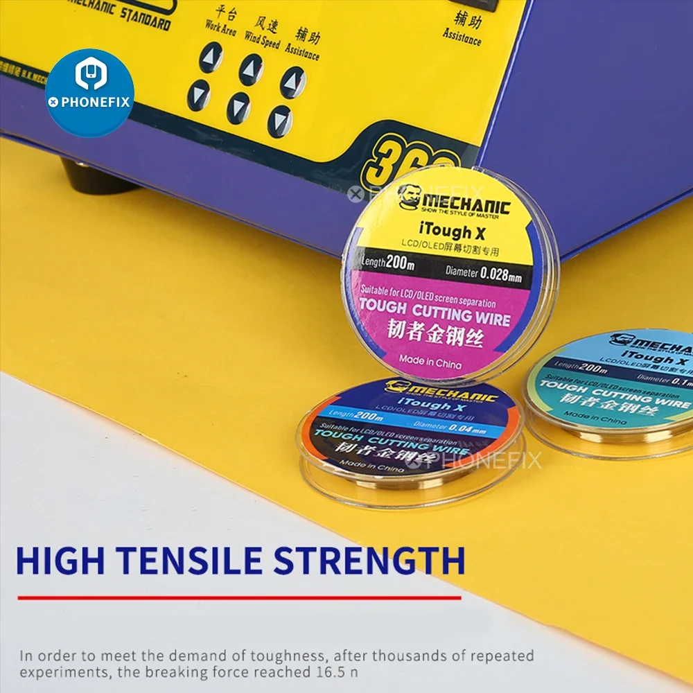 ช่าง iTough X ตัดลวดแยกหน้าจอความแข็งสูง Superfine 0.028/0.04/0.08 มม.200 M สําหรับ LCD OLED หน้าจอแยก