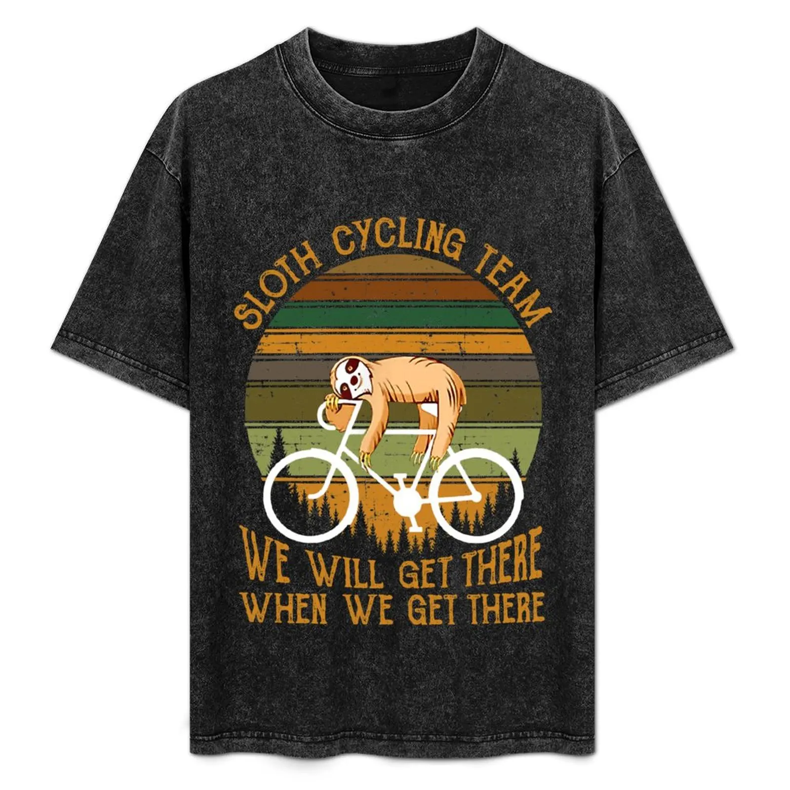 Sloth Cycling Team We Will Get There When We Get There T-Shirt Breathable Basic Cotton T-Shirt