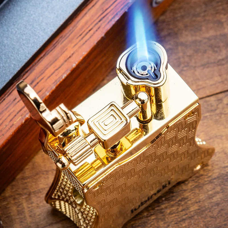 Cigar Lighter Single Straight Punch with Perforated Cigarette Holder Perspective Window Gift Box Set  Smoking Accessories