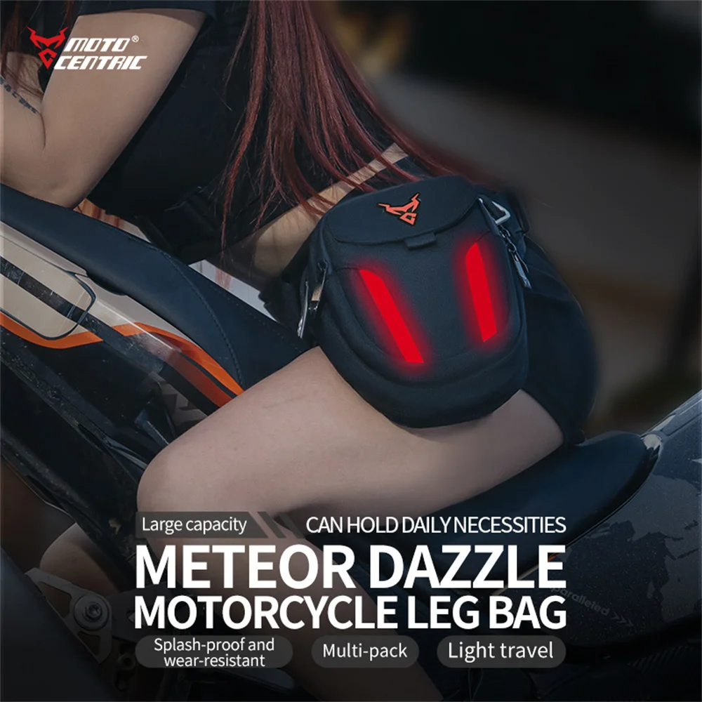 Motocentric LED Light Motorcycle Riding Leg Bag Large Capacity Motocross Waist Bag Casual Travel  Lightweight Motorbike Bag Men