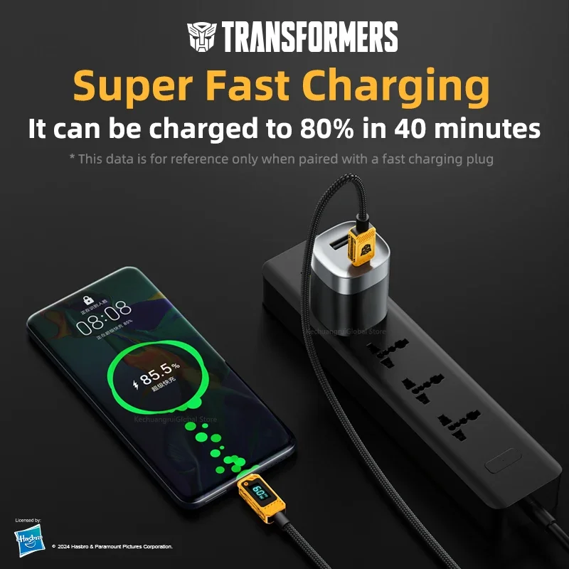 Transformers 100W LED Digital Display Quick Charge USB Type C Cable For Samsung Xiaomi POCO Redmi Huawei Fast Charging Data Cord