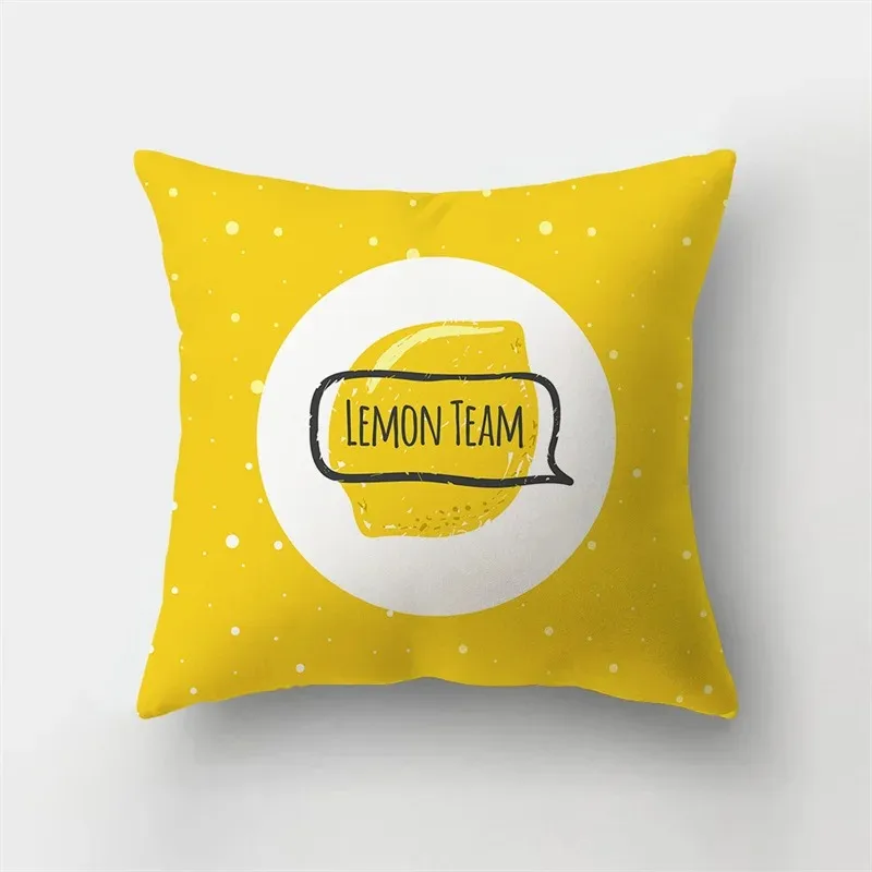 Yellow Cartoon Print Decorative Pillowcase Living Room Office Ornaments Home Pillowcase