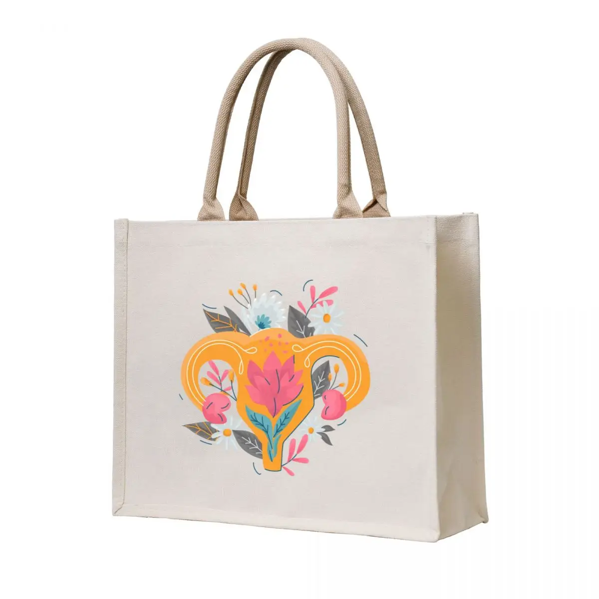 Uterus with floral decoration cartoon female symbol Tote Bag bag luxury women women screen personalized