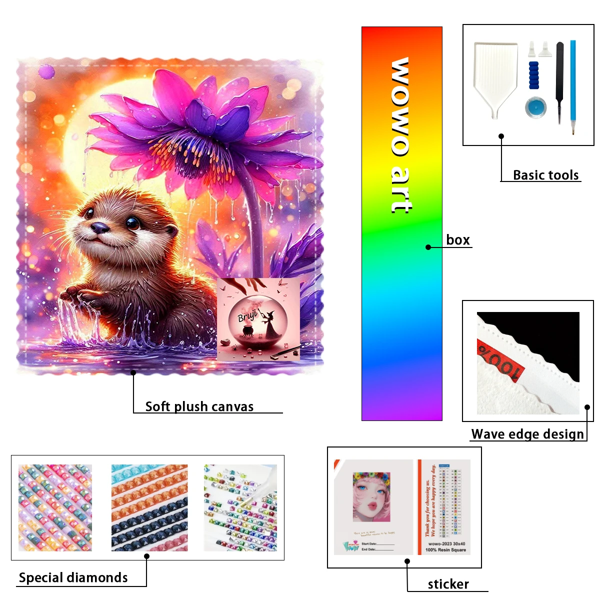 

【Bruji_ Diamond Art】Стразы для декора: Формы «Морской котик» и «Цветок», кристаллы AB, кристаллы FD, идеальные полимерные стразы