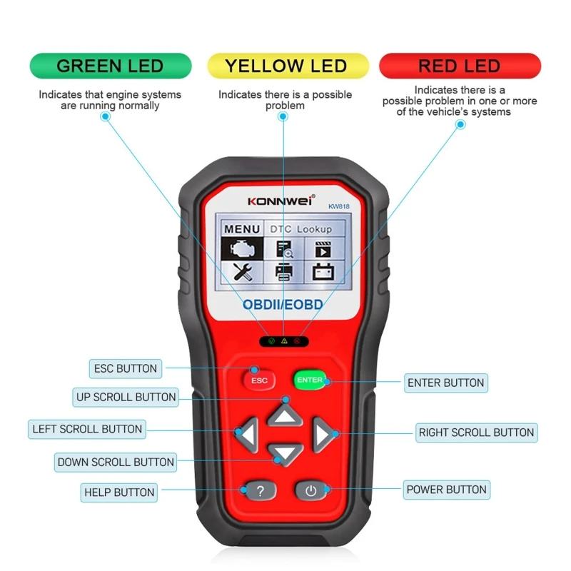 Battery Tester Tool Fault Scanner Mini Bluetooth-compatible Wifi KW818 OBD OBDII Code Reader for Automobile Check Engine AOS