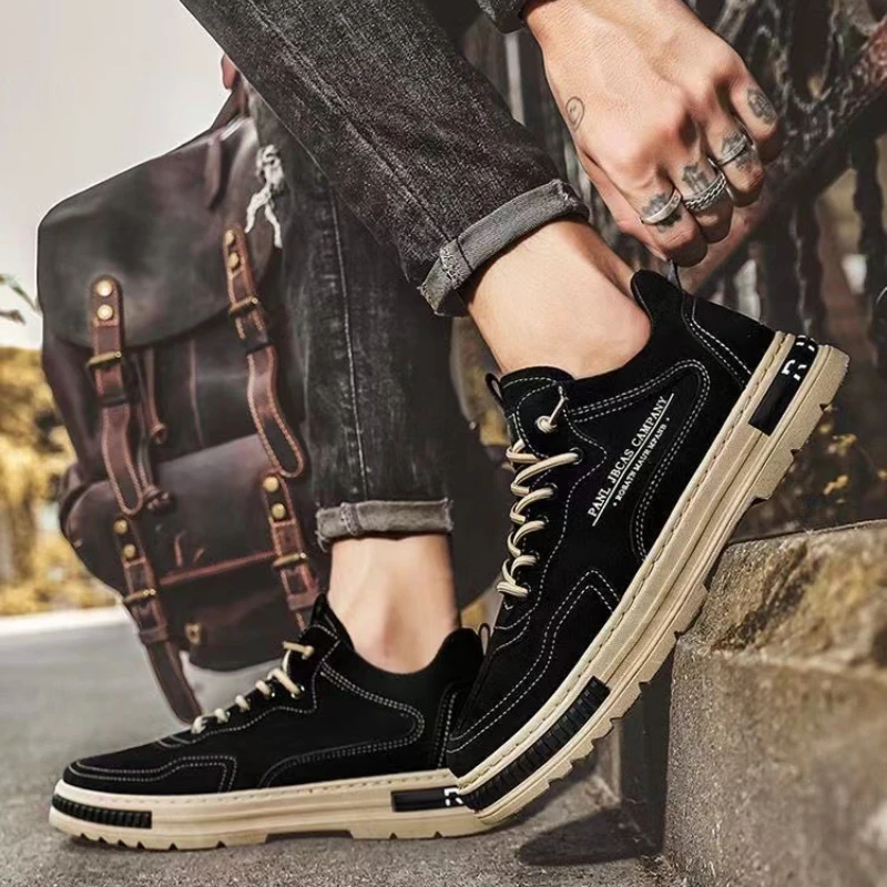 Trend Men Sneakers Outdoor Non-slip Hiking Shoes for Men Comfortable Casual Work Shoes Luxury Platform Men Ankle Boots 2024 New