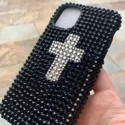 Luxury Fashion Bling Crystal Black Rivet Rhinestone Diamond Case Cover For Iphone 17 Air 16 15 14 13 12 Mini 11 Pro XS Max Plus