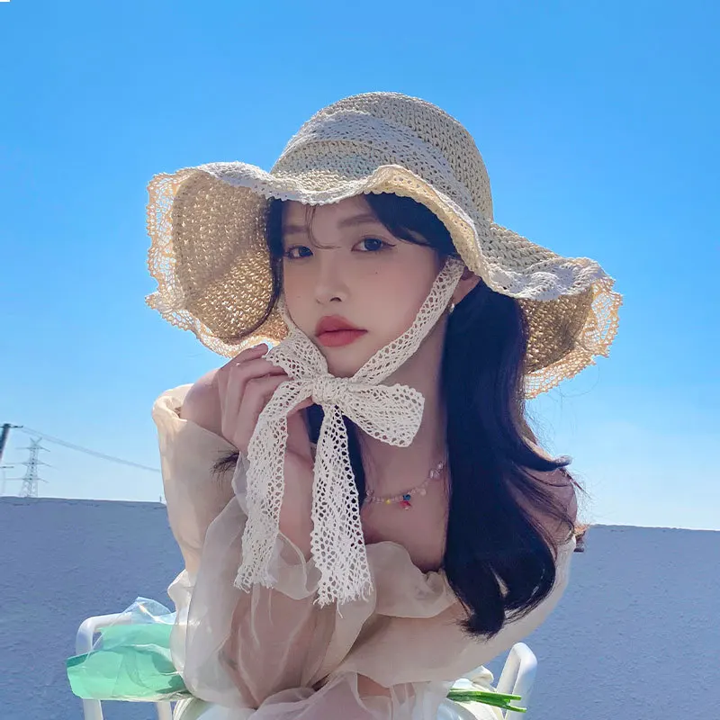 New Women Summer Visors Hat Foldable Sun Hat Wide Large Brim Beach Hats Fashion Straw Hat chapeau femme Beach UV Protection Cap