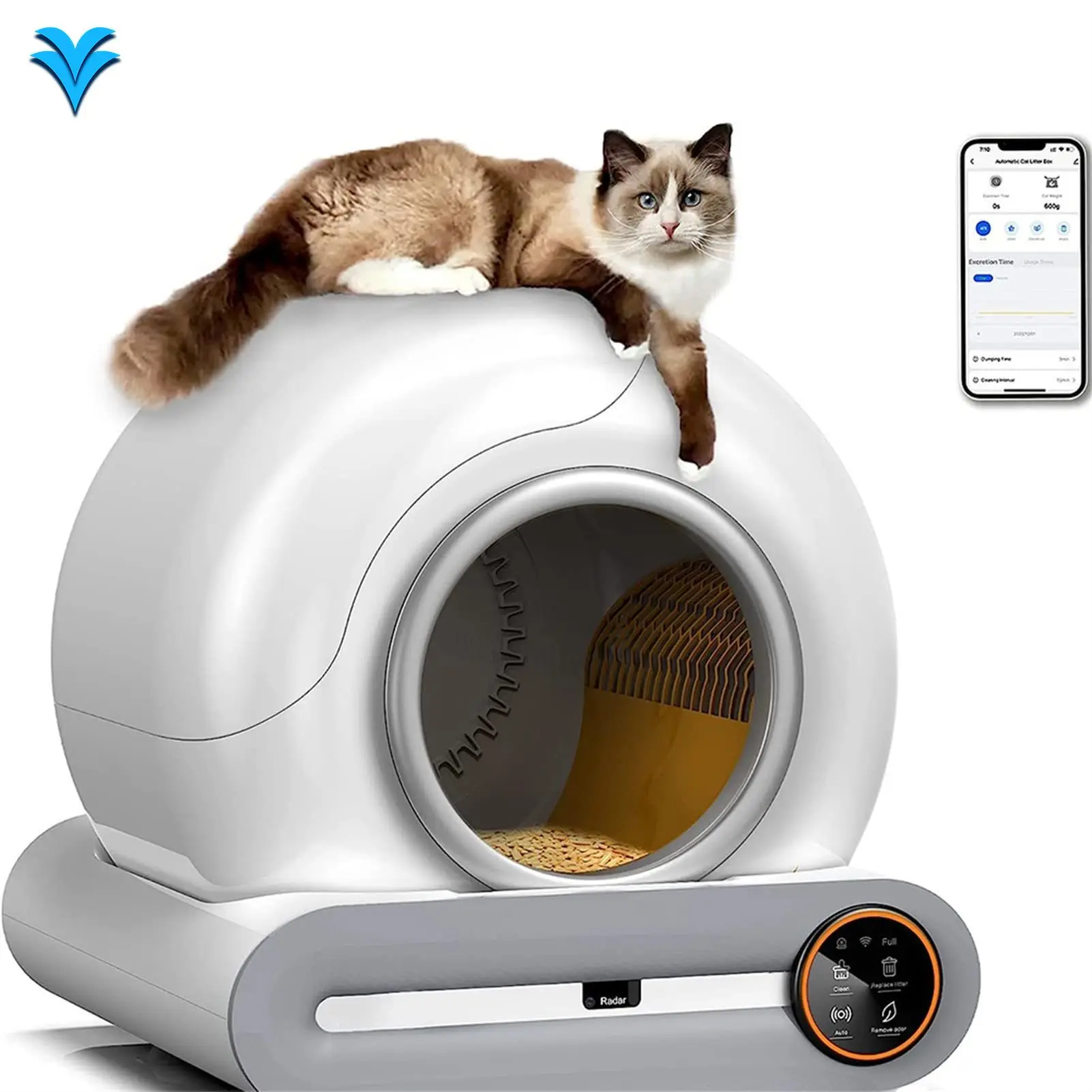 

65L Automatic Cat Box Smart App Control Self Cleaning Box Fully Enclosed Pet Toilet Cat Box