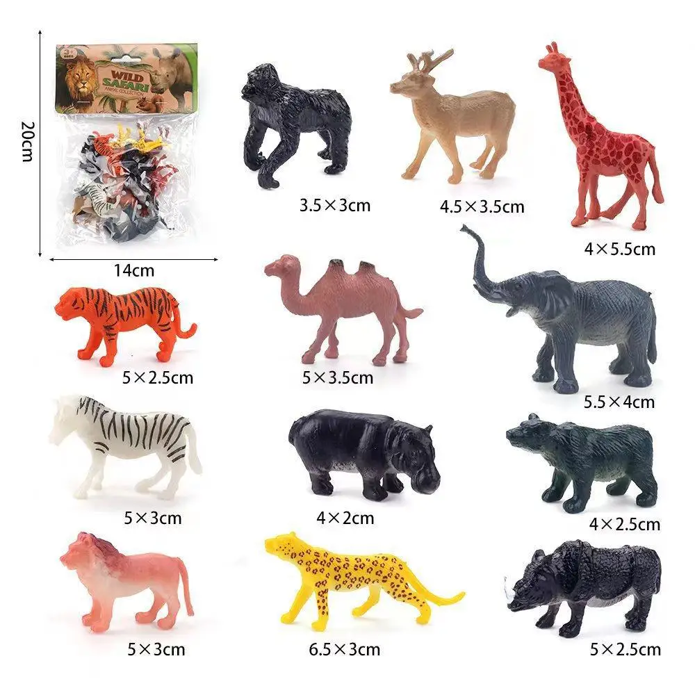 2024 New Children\'s High quality cute zoo wild mini animal figurine Realistic Wild Plastic Learning Party Favors Toy Animals