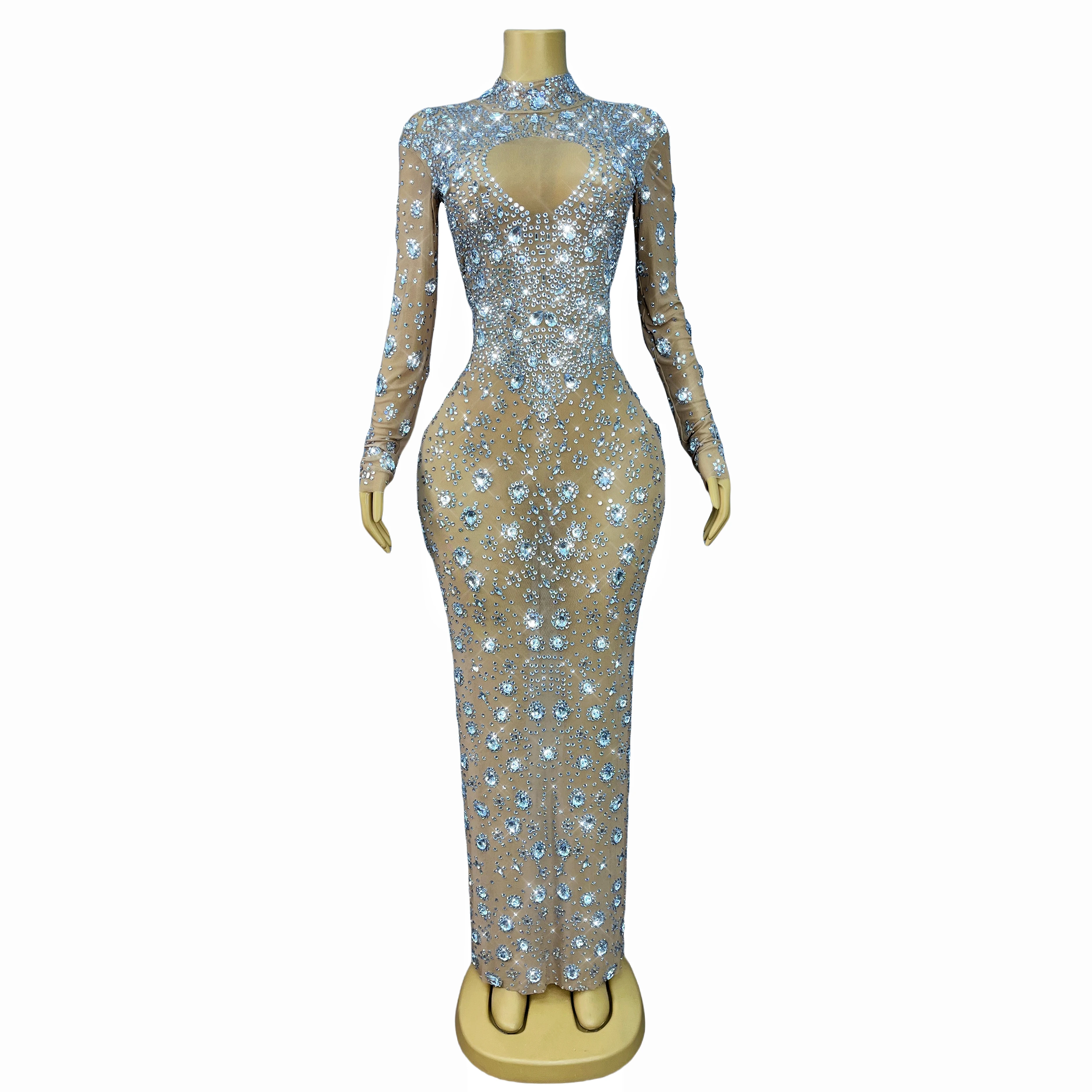 

Высокое качество мигающие стразы сексуальное прозрачное сетчатое платье женское вечернее платье для красной ковровой дорожки роскошный наряд Yuanquanxiong