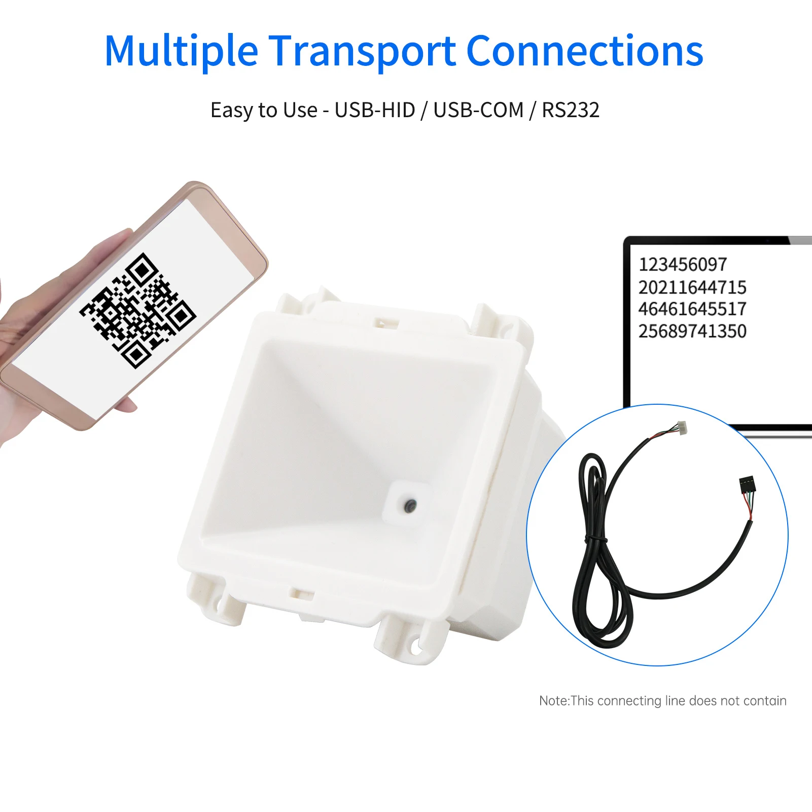 Embedded 1D 2D Barcode Scanner QR Bar Code Reader Module Scanner USB Connection for Gate Machine Tickets Checking Mobile