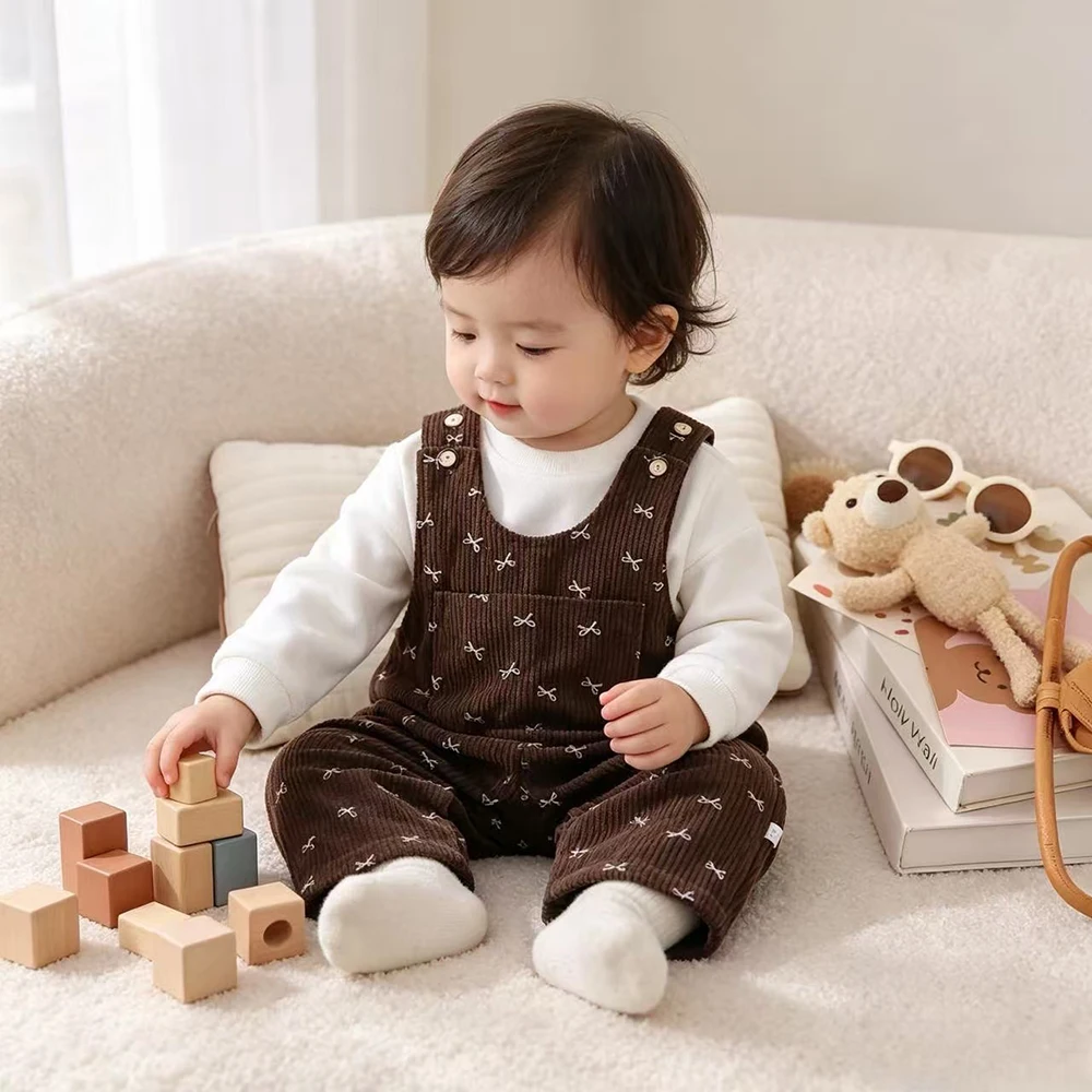Autumn Baby Pants 0M-3T Toddler Overall Corduroy 4 Colors Boys Trousers Loose Floral Baby Boy Pants