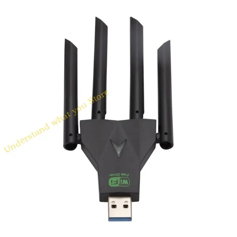 

J60A 4 Antennas USB3.0 WiFi Adapter 2.4GHz 5GHz Double Band Networking Card 1300Mbps Fast Speed for Systems