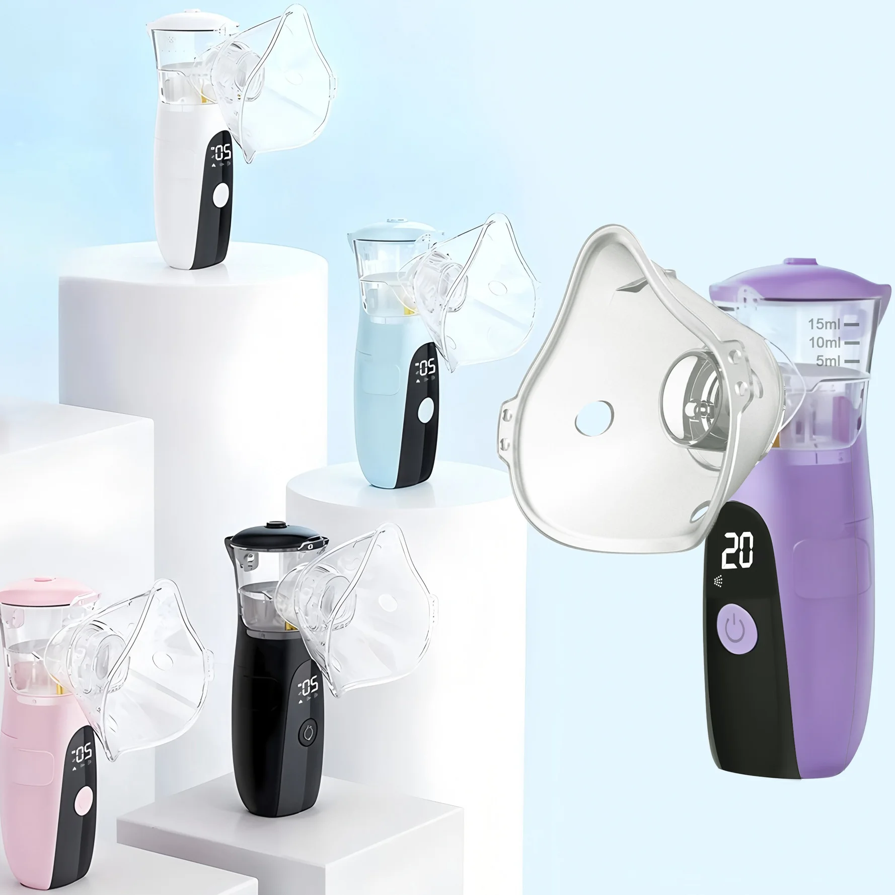 Nebulizador Portátil de Mano con Autolimpieza, Atomizador de Malla Silencioso, Inhalador para Adultos y Niños
