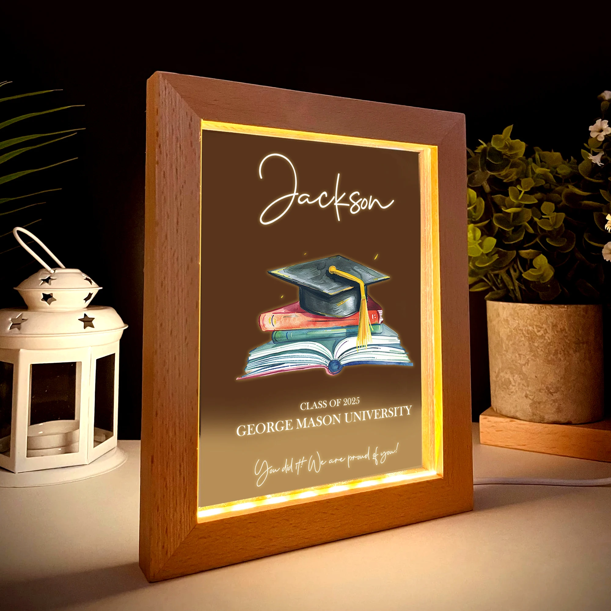 Personalized Graduation LED Night View Photo Frame Custom Gift Family Living Room Bedroom Dining Room Home Decoration