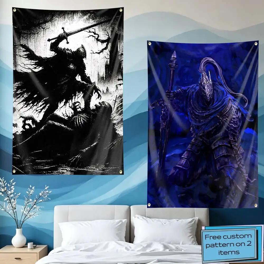 Undead Knight Game D-DARK S-SOULS Flag Tapestry Banner for Bedroom Living Room Outdoor Camping Custom Supported