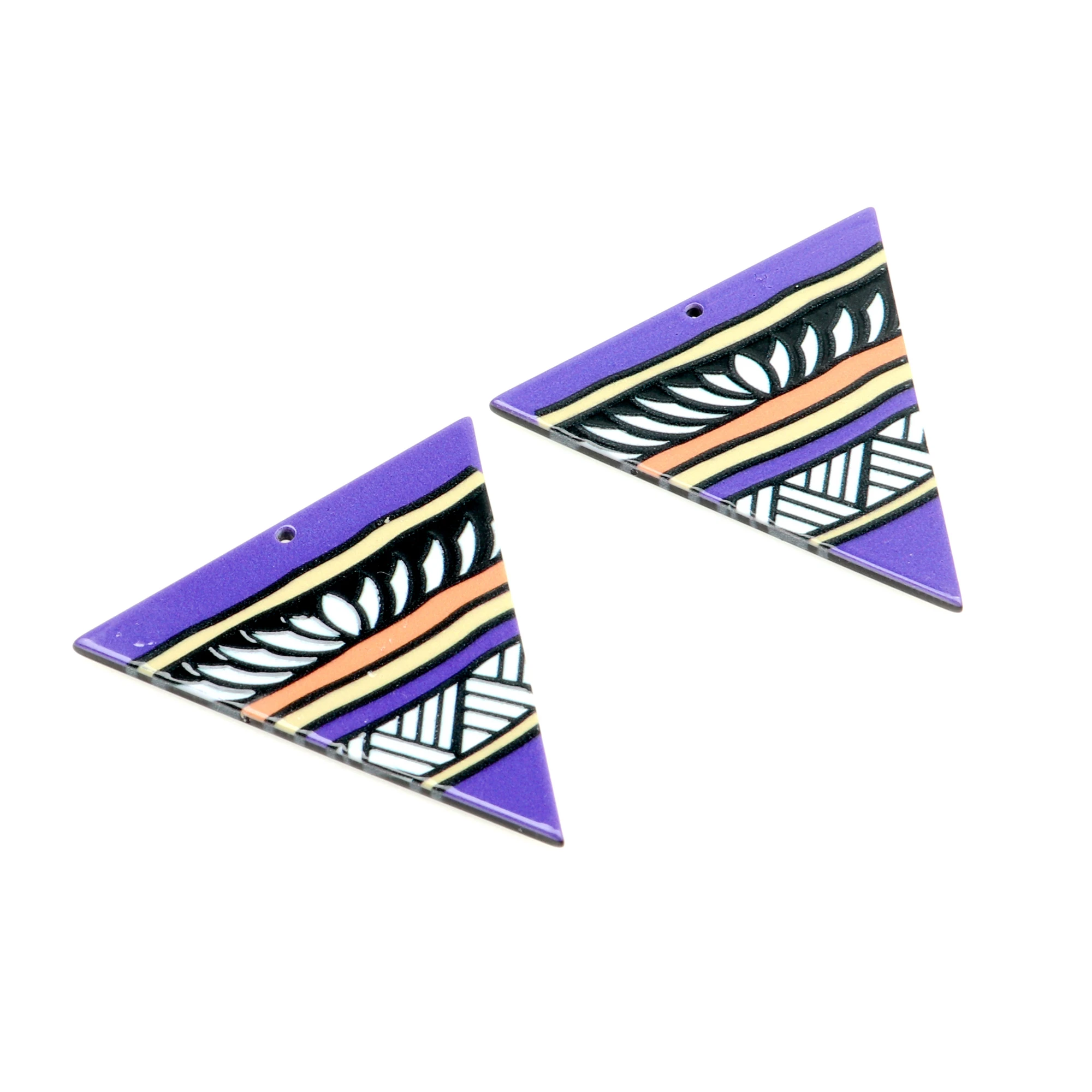 Printed Acrylic Earring Charm,Triangle Shaped Flat Pendant,Necklace Component,DIY Connector,Jewelry Supplie,48.5x48.5mm,ACL-295