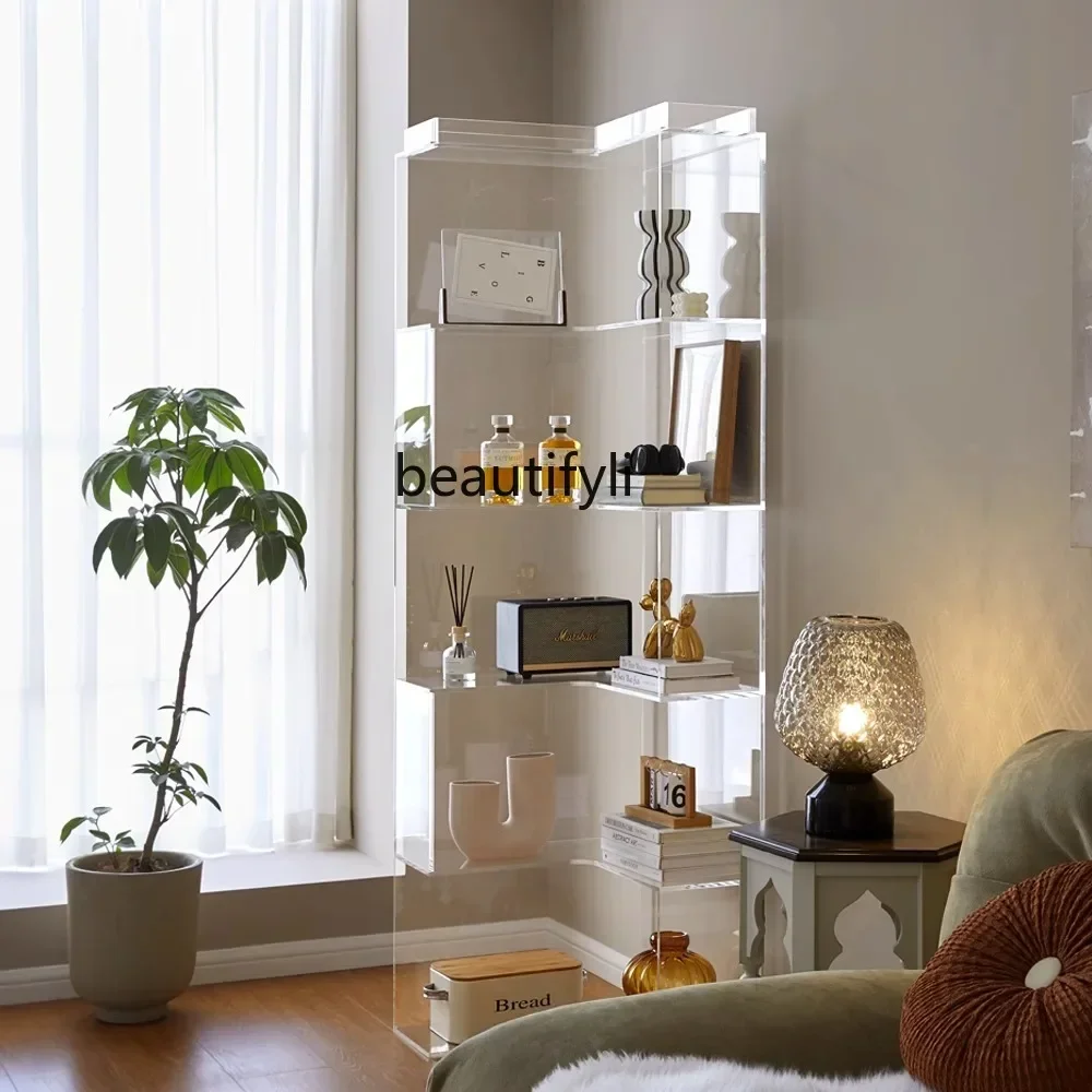 

Acrylic Shelf Floor Corner Bookcase Locker Corner Storage Cabinet Household Multi-Layer