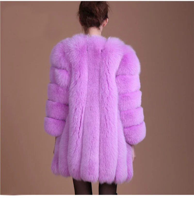 APIPEE Fake Fox Fur Coat Silver Fox Fur Coat Women Winter Black Coat Long Sleeve Jacket Outerwear Women Fashion Casaco Feminino