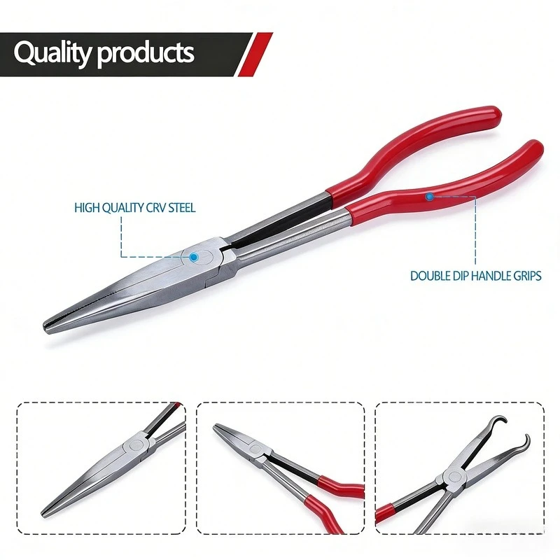 3Pcs/Set Long Nose Pliers Set 11'' O-Shape Tip Circle Pliers 0.2/0.5/0.7in Craft Repair Tools