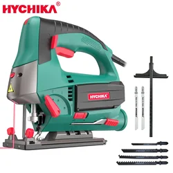 HYCHIKA Electric Jigsaw 6 Variable Speed Reciprocating Jig Saw With Laser 6 Pieces Blades Multifunctional Woodworking Power Tool