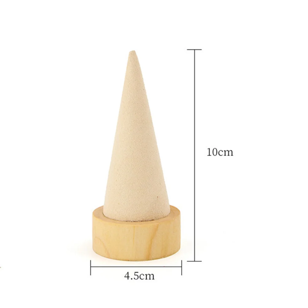 

Wooden Cone Ring Holder Jewelry Display Stand Small Space-Saving Organizer For Home Bedroom Bathroom Wedding Gift, Jewelry