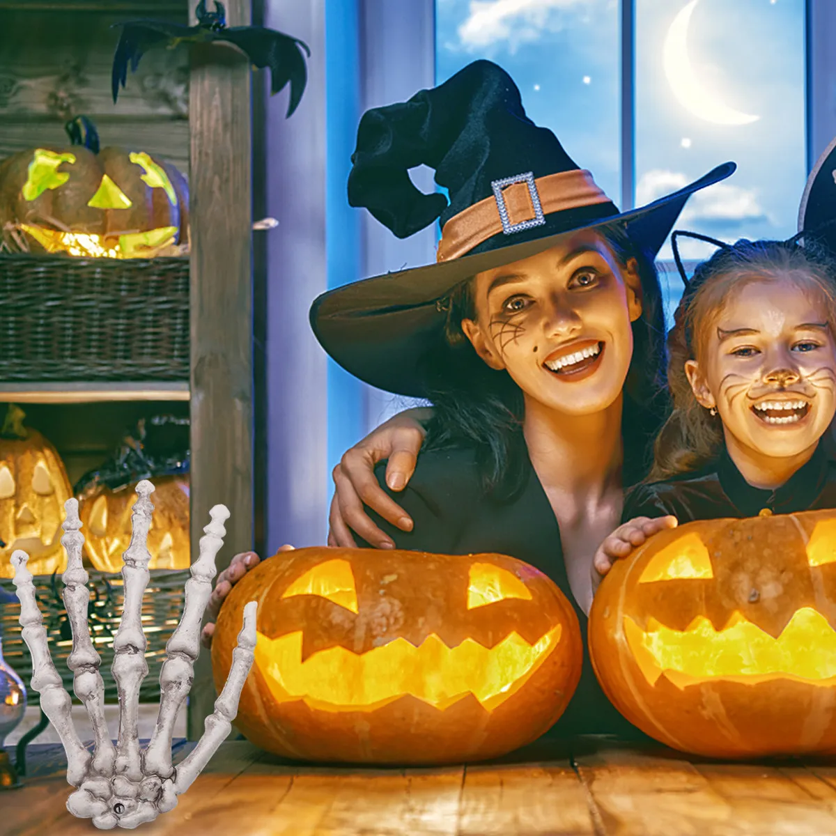 

3Pairs Skull Hand Adornment Halloween Horror Party Decor Hand Ornament Haunted House Bar Ktv Spooky Scene Props