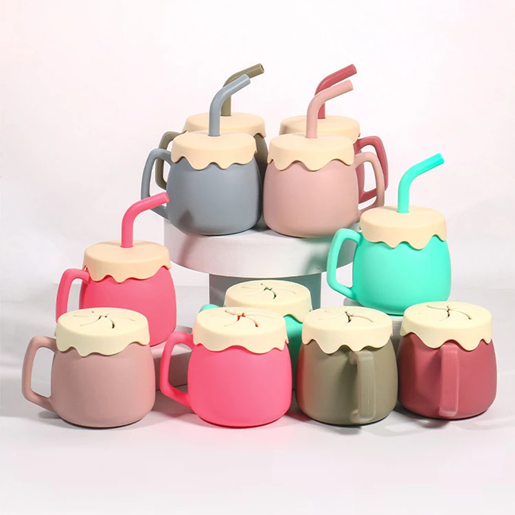 

Cute Style Honey Sippy Cups Bpa Free Food Grade Eco -Friendly Silicone Baby Infant Toddler Silicone Cup Anti-overflow