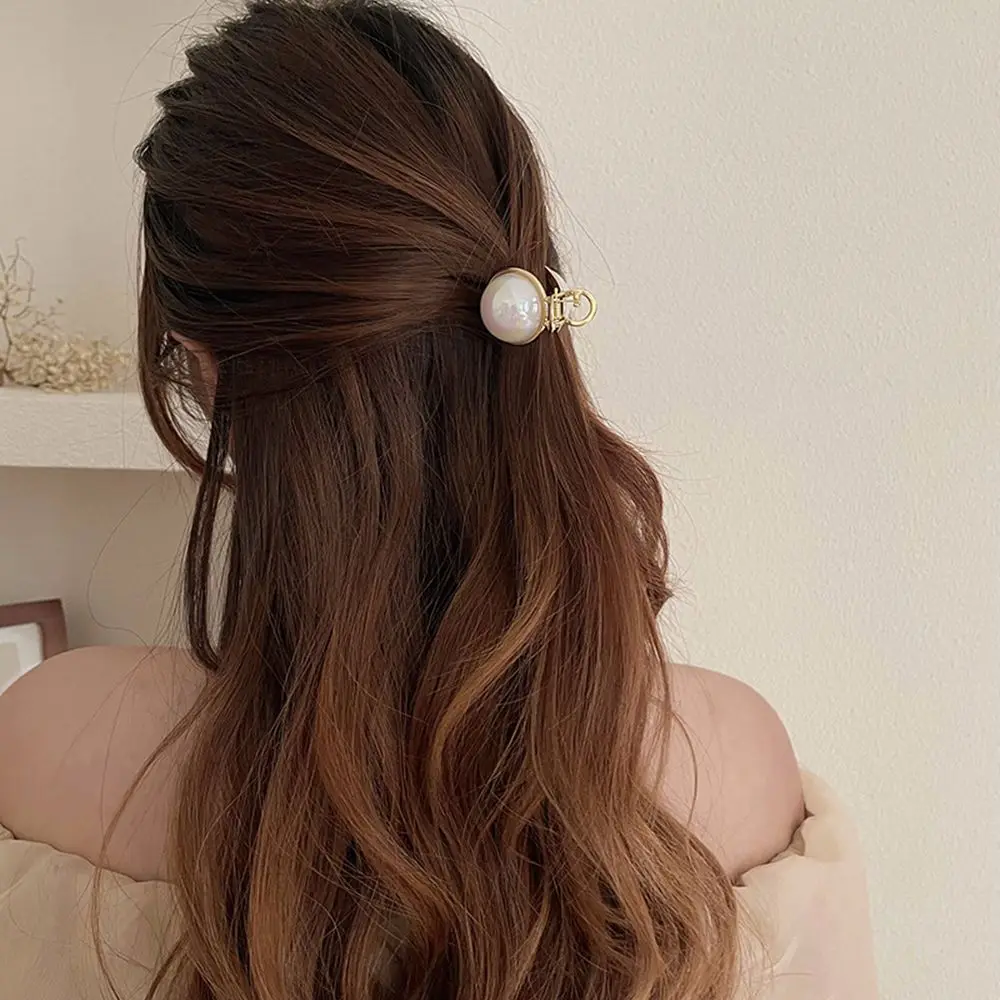 Horquilla pequeña de Metal que combina con todo, pinza de pelo de perla semicircular, accesorios para el cabello femeninos, pinza de pelo de estilo coreano con forma de bola redonda