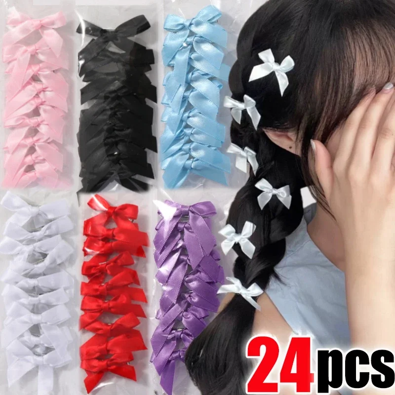 8/24pc Ribbon Bow Hair Clip Sweet Bowknot Cute Korean Girls Female Hairpin Fashion Barrettes Lovely Headwear Hair Grip Bobby