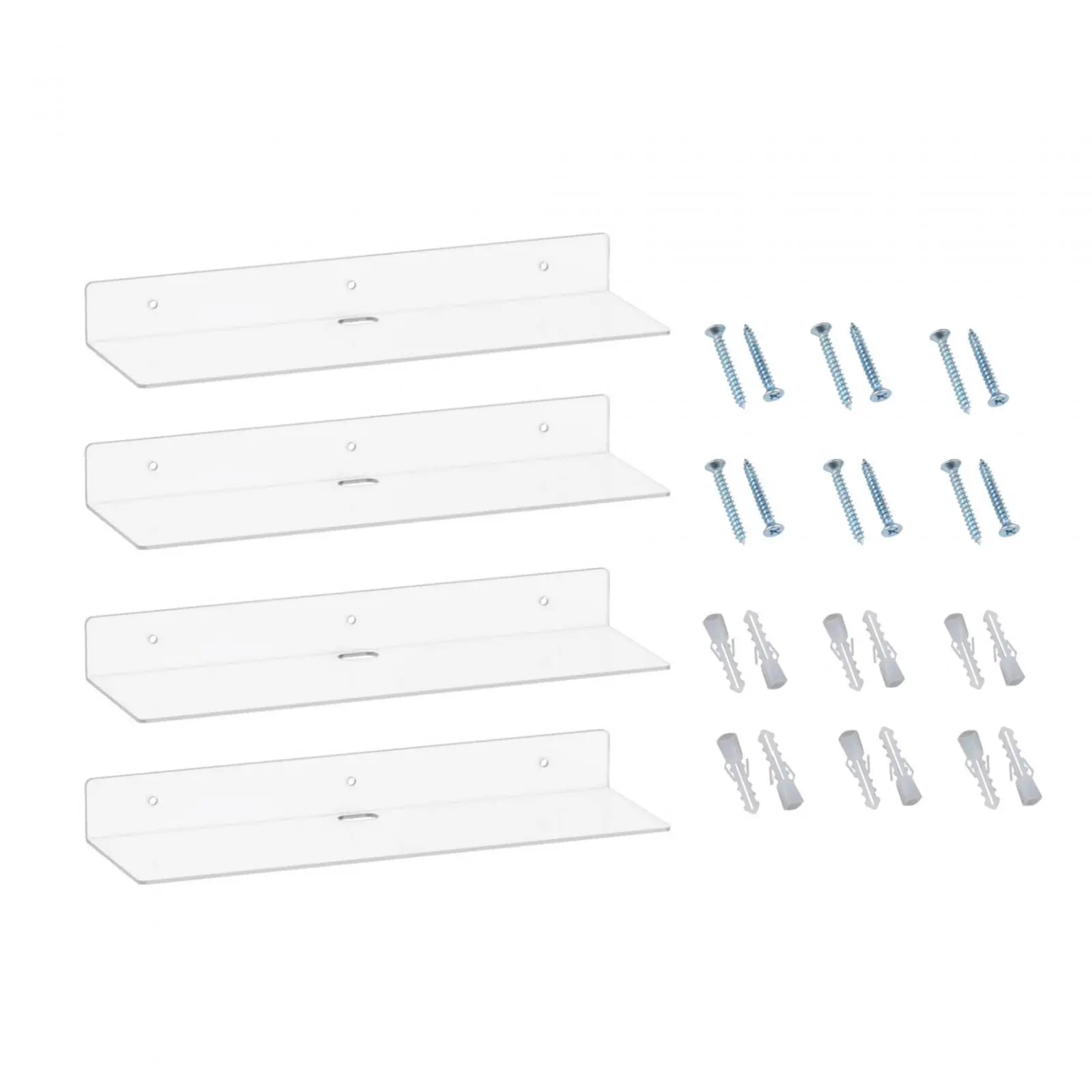 4 Pieces Acrylic Wall Mounted Shelves Sturdy Wall Ledge Shelf Easy to Install Wall Storage Organizer for Kitchen Kids Bookshelf