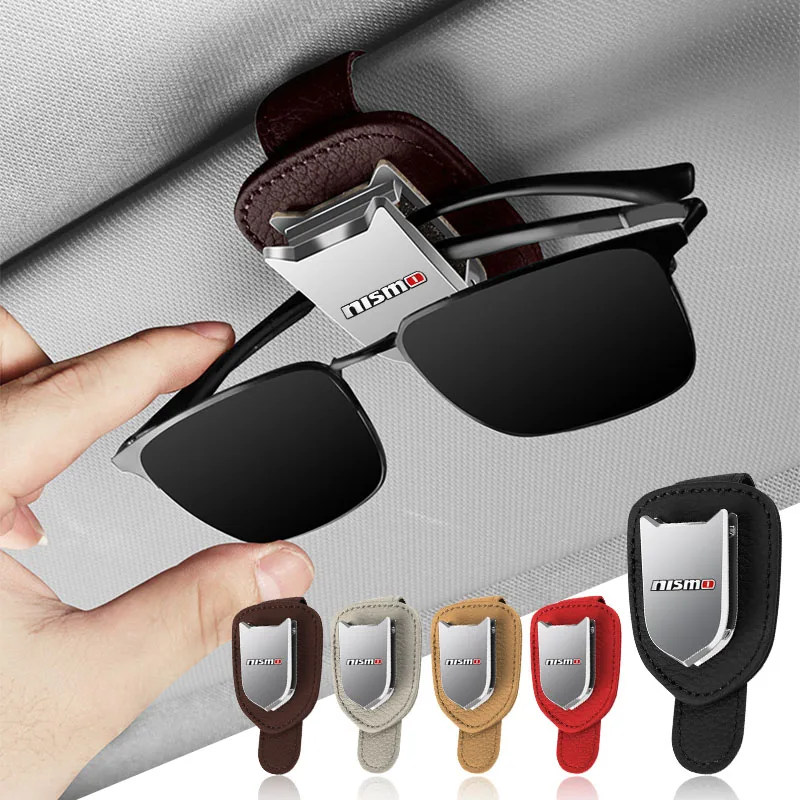 For Nissan Nismo GTR Almera Tiida Wheel Center Caps Auto Sun Visor Glasses Box Emblem Sunglasses Clip Card Ticket Holder Stand