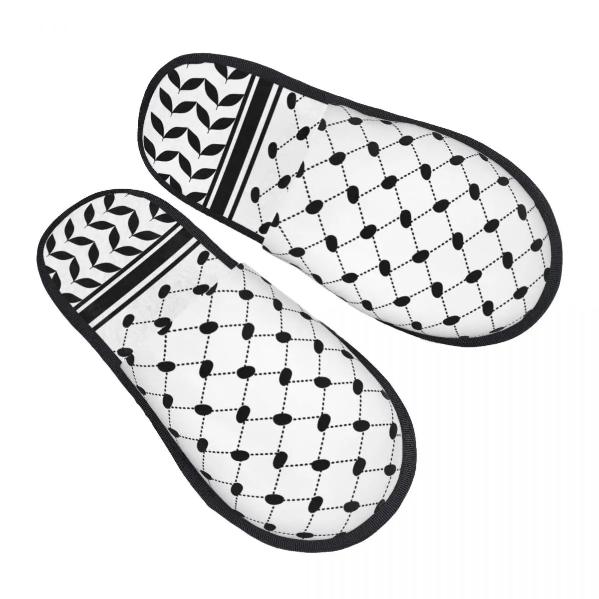 Custom Arabic Keffiyeh Traditional House Slippers Cozy Warm Tatreez Embroidery Memory Foam Fluffy Slipper Indoor Outdoor Shoes