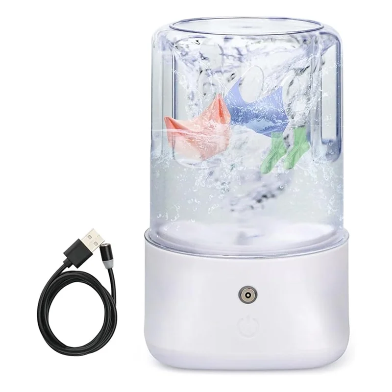 ABBK-USB Rechargeable Mini Portable Washing Machine 1L Small Washer 2 Modes Deep Cleaning For Underwear