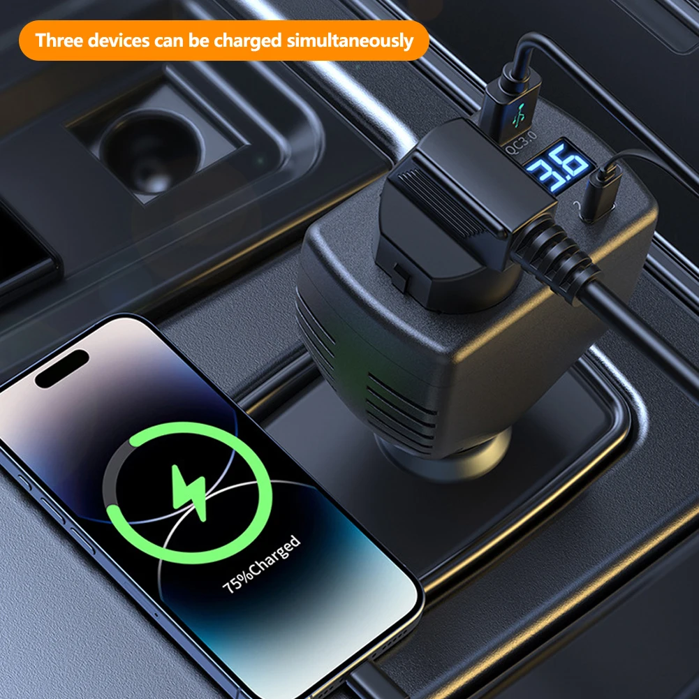 150 واط محول طاقة السيارة المحمولة تيار مستمر 12 فولت/24 فولت إلى التيار المتناوب 220 فولت ولاعة السجائر محول مع QC3.0 USB شاحن سريع محول طاقة #4