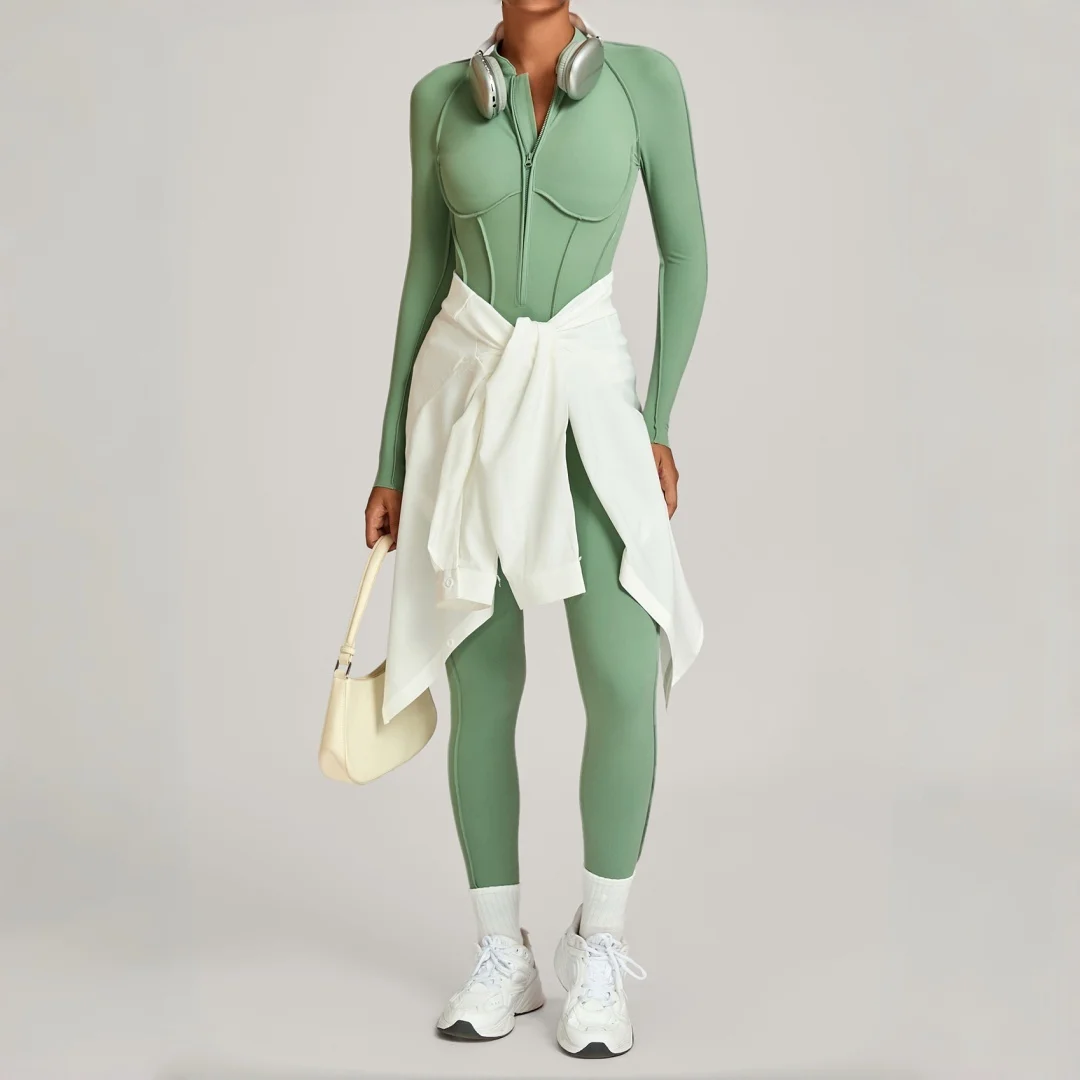 

Новый женский бесшовный цельный боди для йоги с воротником-стойкой, комбинезон на полумолнии для тренажерного зала, бега, фитнеса, одежда для йоги высокой интенсивности